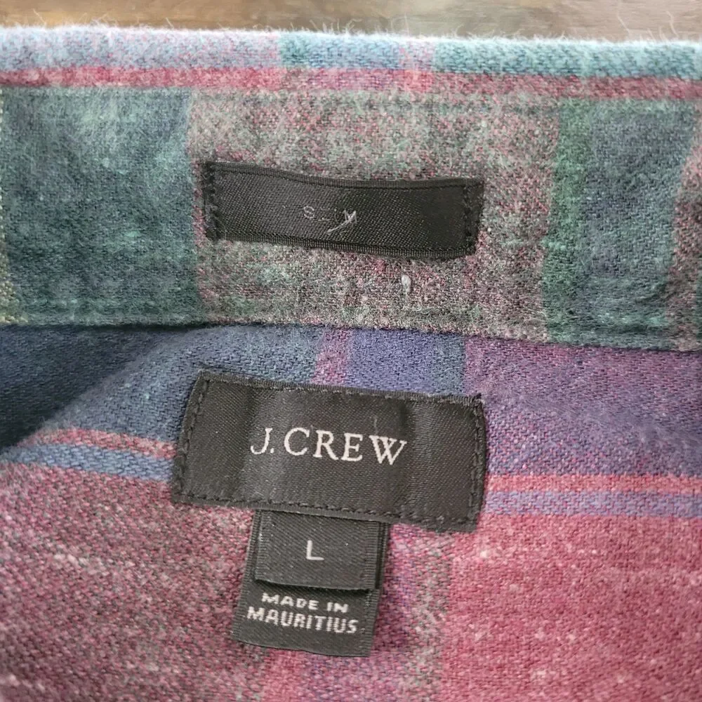 J.Crew Men's Slim Fit Plaid Button-Up Shirt Size Large Casual Preppy